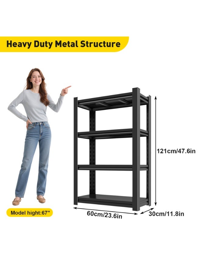 Solerconm Heavy Duty Shelving Units Metal Storage Rack Garage Shelves for Tools and Kitchen Items Adjustable Shelf for Garage Warehouse Pantry Closet Kitchen (Black, 47.6" H x23.6 W x 11.8" D) - Image 4
